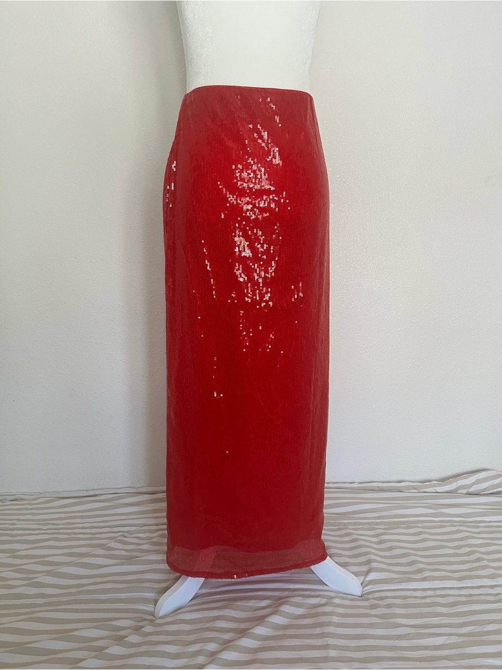 ✨ A New Day Red Sequin Skirt | Size XS | Midi to Maxi Length on Petite Frames - Picture 6 of 13